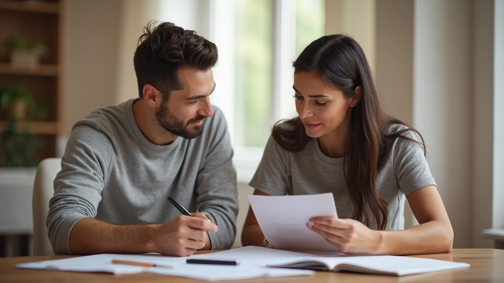 Профессиональный снимок семьи, обсуждающей финансовые планы в гостиной