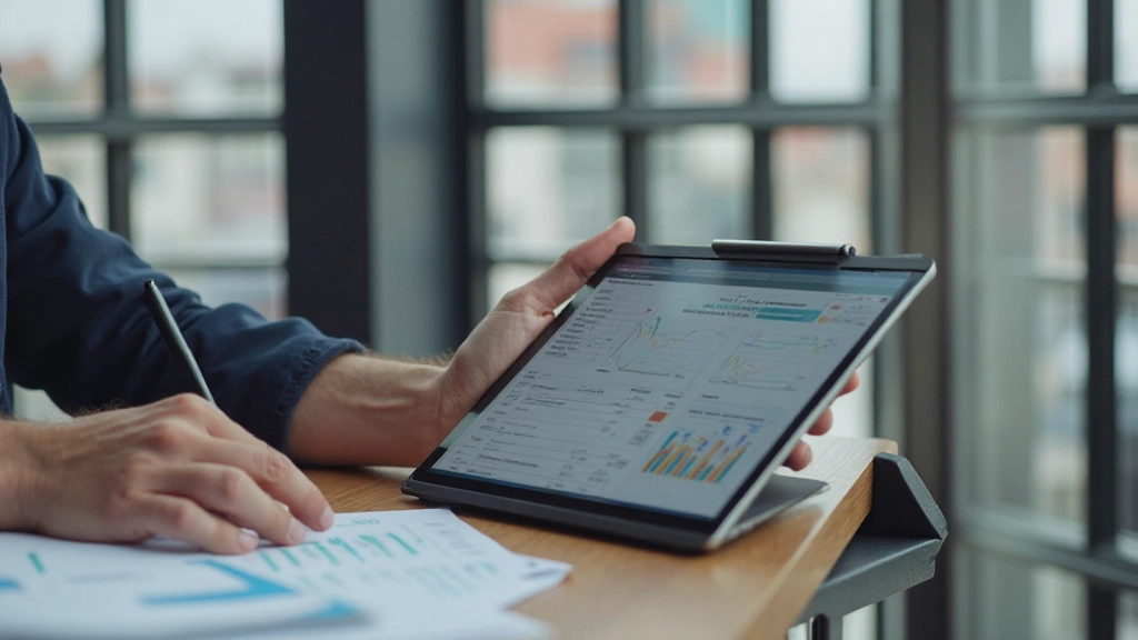 Профессиональное рабочее пространство с ноутбуком и финансовыми документами