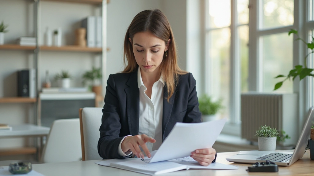 Профессиональное рабочее пространство с ноутбуком и финансовыми документами